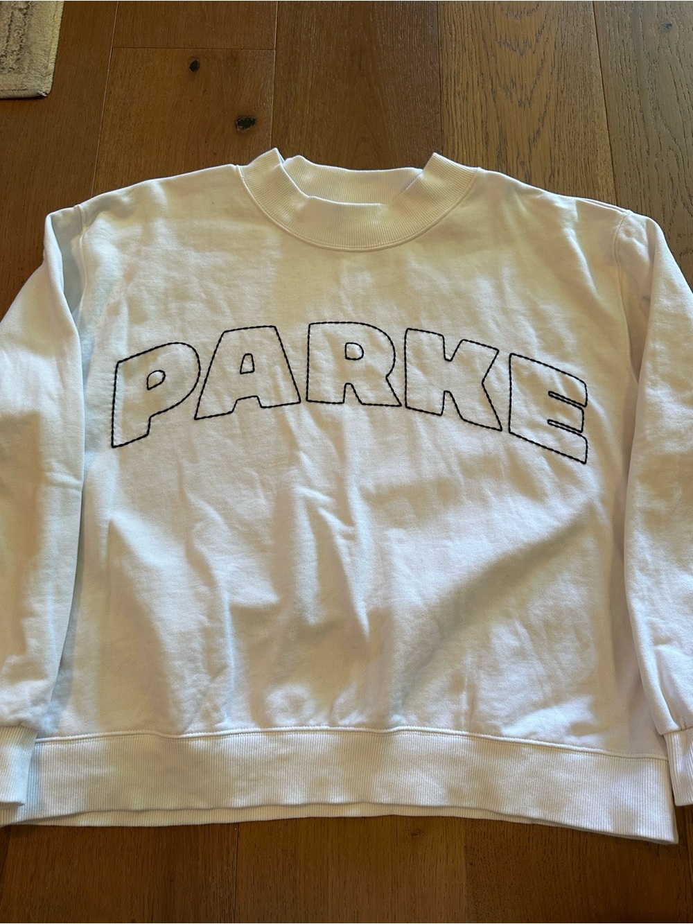 Parke x Target White mockneck Sweatshirt with Black Outline Logo large XL